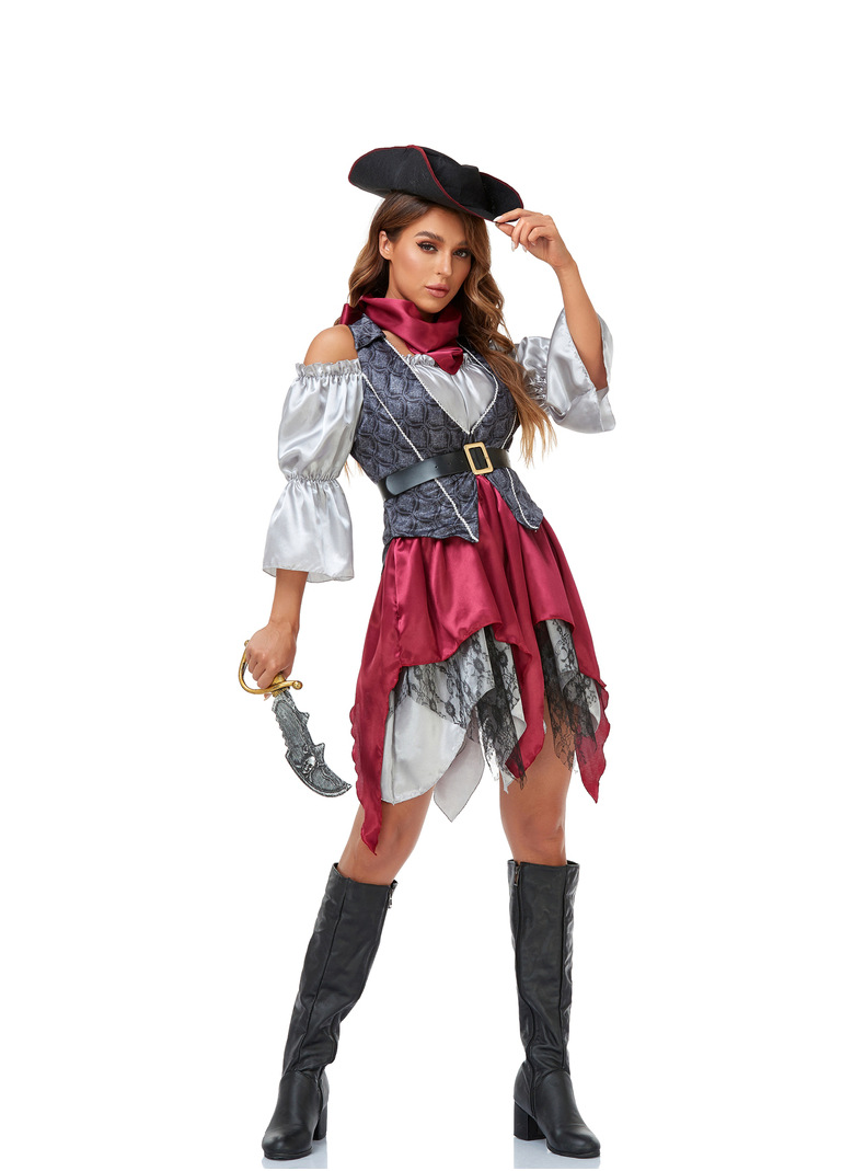 Halloween Pirate Cosplay Costume Adult Captain Cosplay Fancy Dress Party Outfit